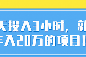 一个年入20w的项目,每天只需投入3个小时!「视频教程」