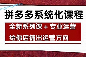 拼多多系统化课程,全新系列课 专业运营给你店铺出运营方向