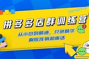 拼多多店群训练营:从小白到精通,只讲精华,剔除推销和废话