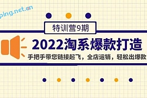 2022淘系爆款打造特训营9期:手把手带您链接起飞,全店运销,轻松出爆款