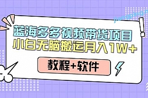 人人都能操作的蓝海多多视频带货项目小白无脑搬运(教程+软件)