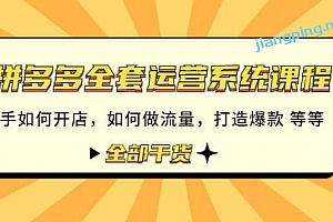 拼多多全套运营系统课程:新手如何开店如何做流量打造爆款等等全部千货