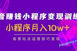 抖音小程序变现训练营:小程序各类玩法运营技巧变现