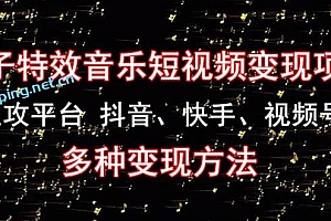 《粒子特效音乐短视频变现项目》主攻平台抖音、快手、视频号多种变现方法