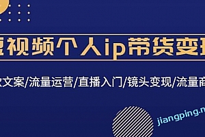 短视频个人 ip 带货变现:爆款文案/流量运营/直播入门/镜头变现/流量商业